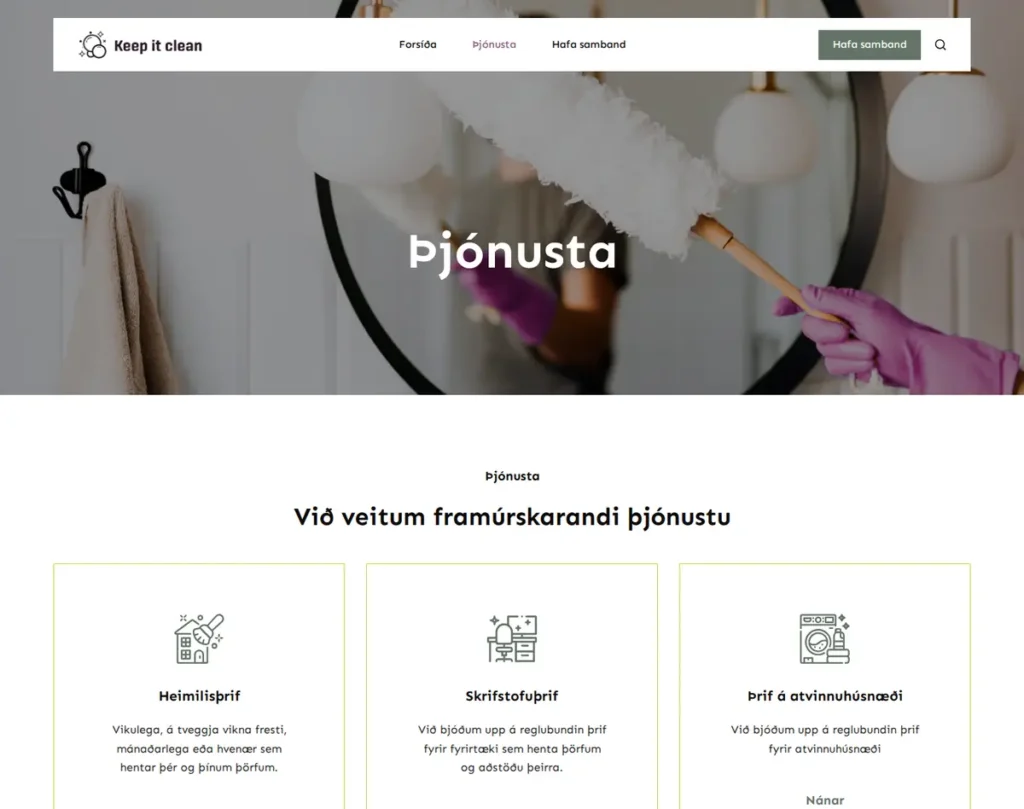 Þjónustusíða Keep it Clean á keepitclean.is